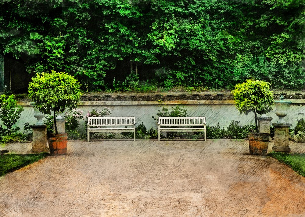 Serene Garden Benches by Justyna Jaszke