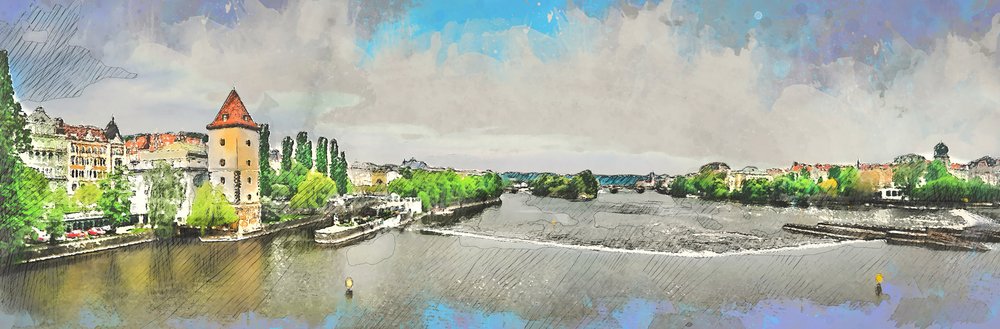 Sketched River City View by Justyna Jaszke
