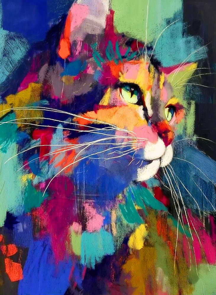 Vibrant Abstract Cat by Justyna Jaszke