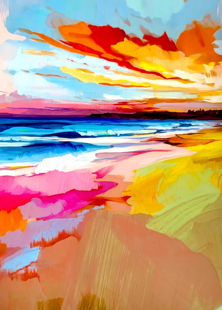 Vibrant Beach Sunset by Justyna Jaszke