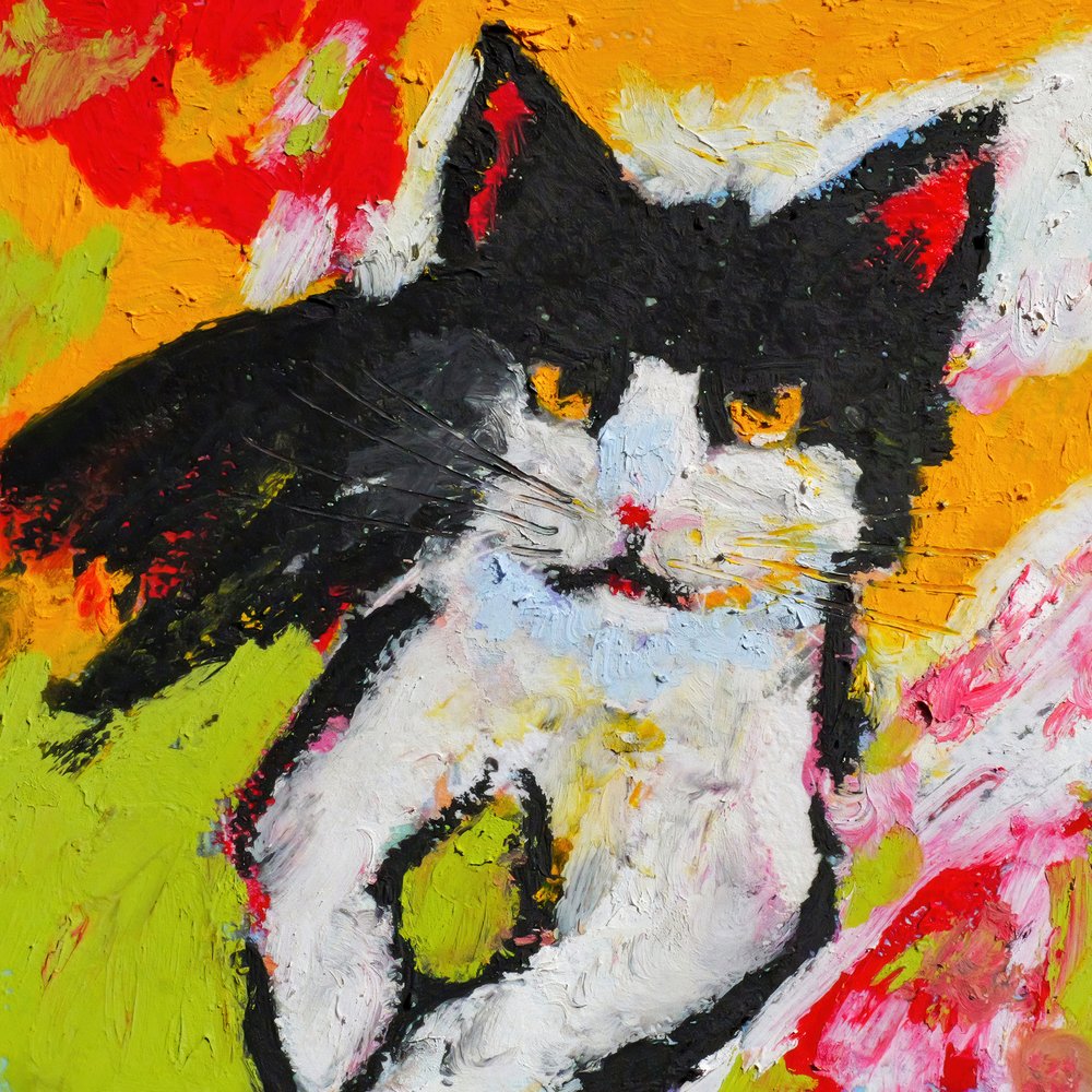 Vibrant Cat Painting by Justyna Jaszke