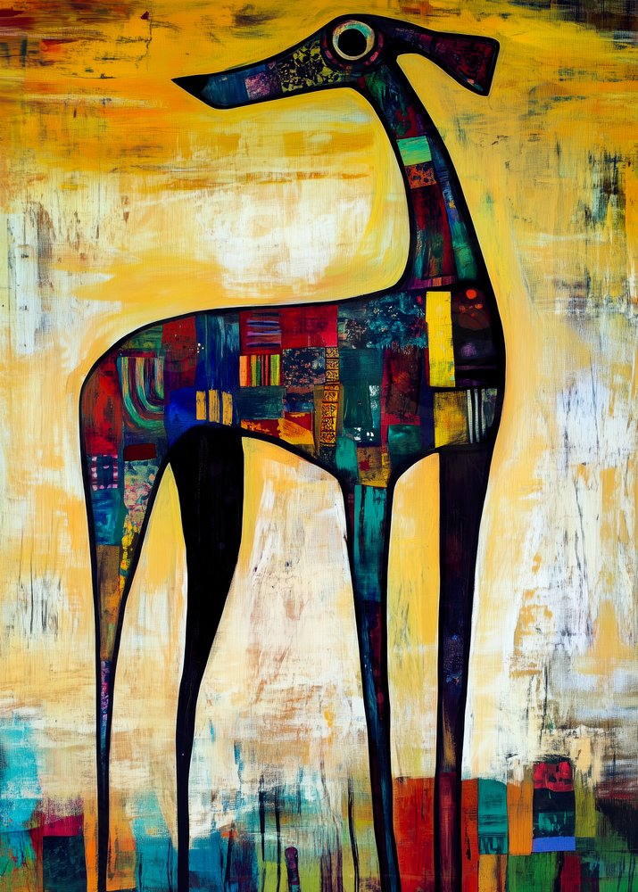Vibrant Patchwork Dog by Justyna Jaszke