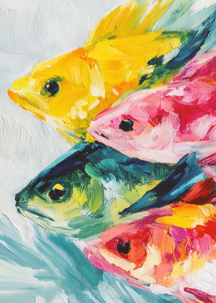 Vibrant Swimming Fish by Justyna Jaszke