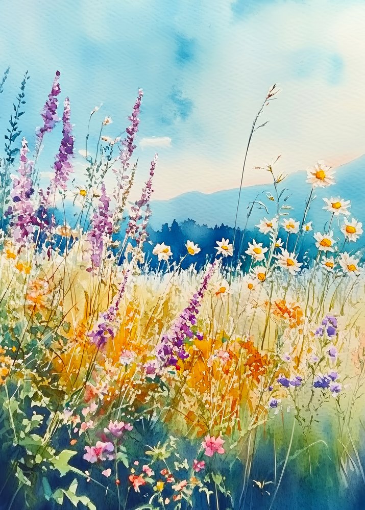 Vibrant Wildflower Meadow by Justyna Jaszke