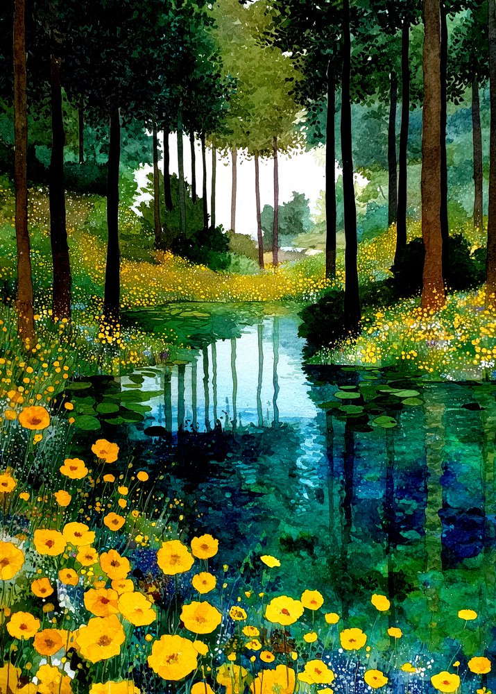 Vibrant Woodland Stream by Justyna Jaszke
