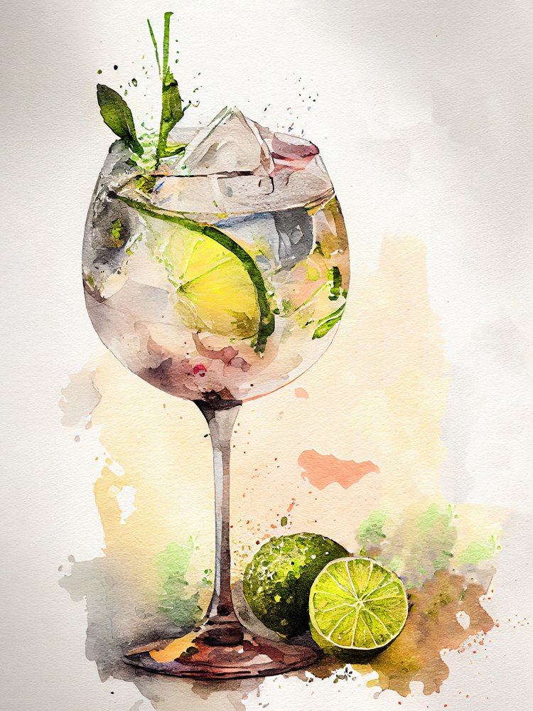 Watercolor Gin Tonic by Justyna Jaszke