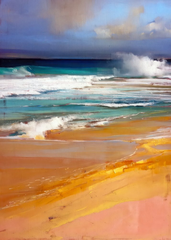 Waves on a Vibrant Shore by Justyna Jaszke