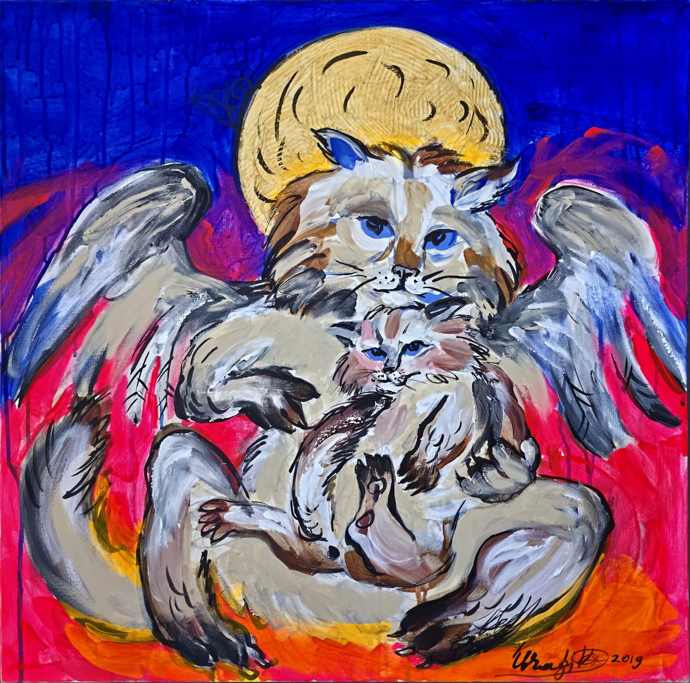 Angelic Mother Cat by Kanat Ibragimov