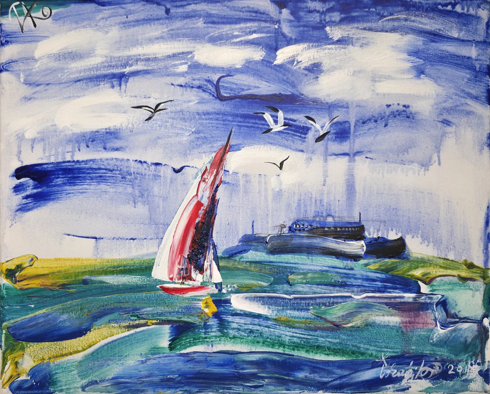 Coastal Sailing Scene by Kanat Ibragimov