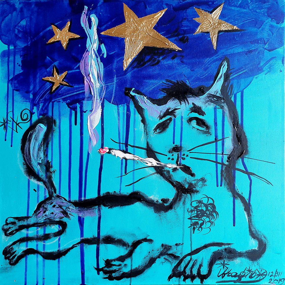 Dreamy Smoking Cat by Kanat Ibragimov