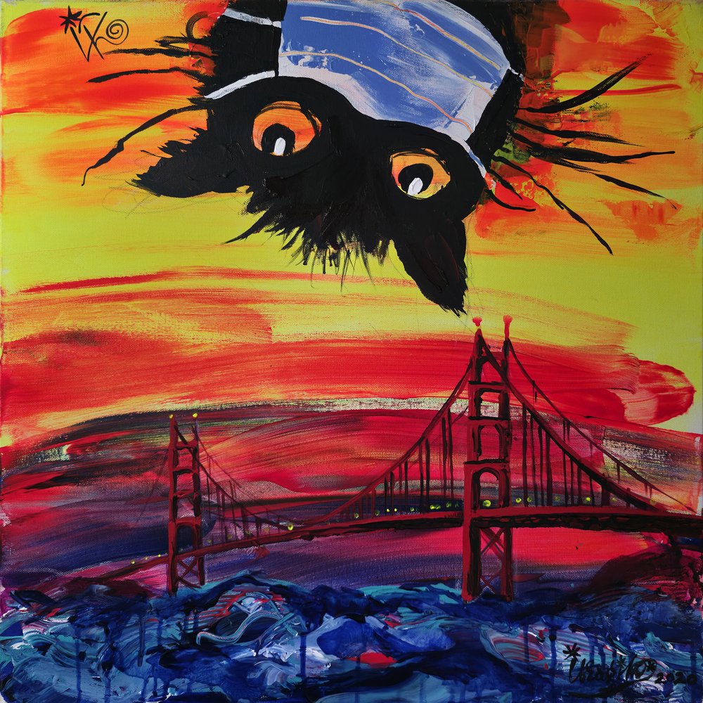 Masked Cat San Francisco Sunset by Kanat Ibragimov