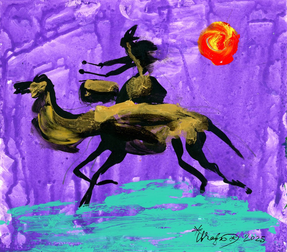 Purple Camel Drummer by Kanat Ibragimov