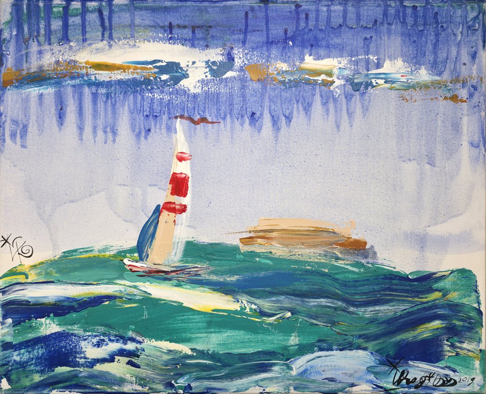Sailboat On Waves by Kanat Ibragimov