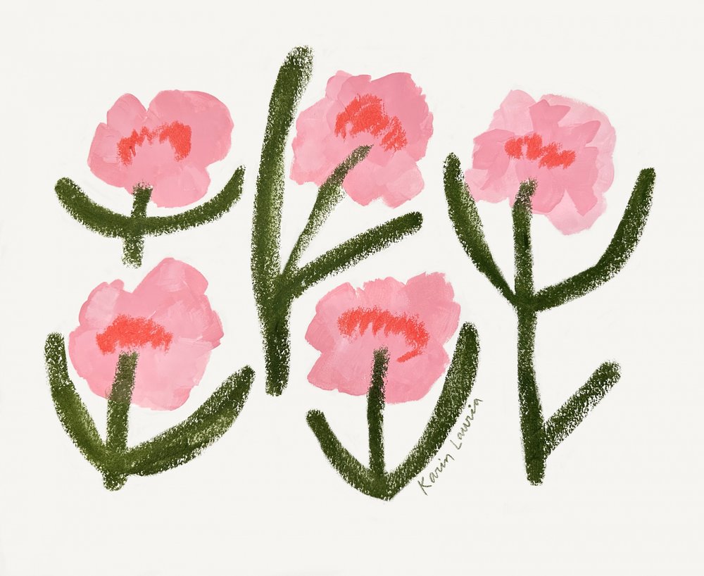 Modern Pink Flowers by Karin Lauria