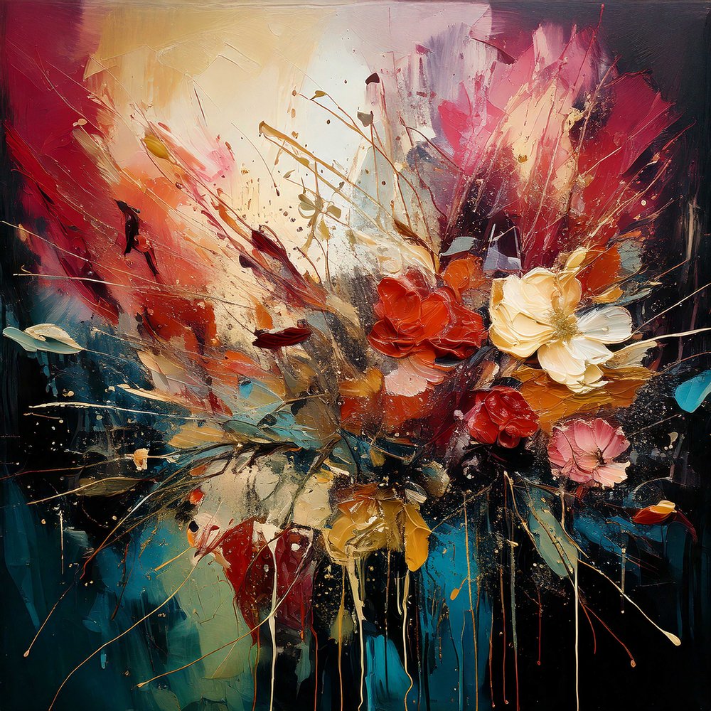 Vibrant Abstract Floral Bouquet by Kay Shanley