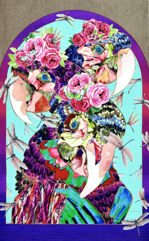 Vibrant Floral Macaws by Kostyantin Malginov