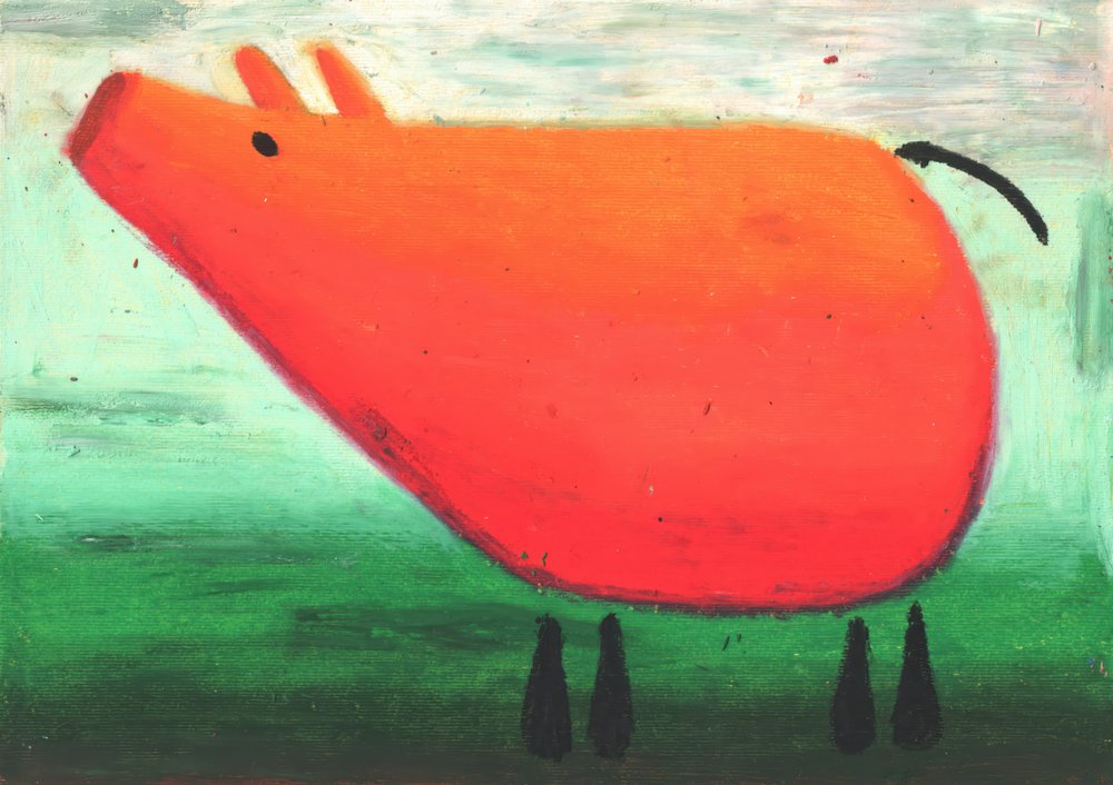 Abstract Red Pig by Kulik