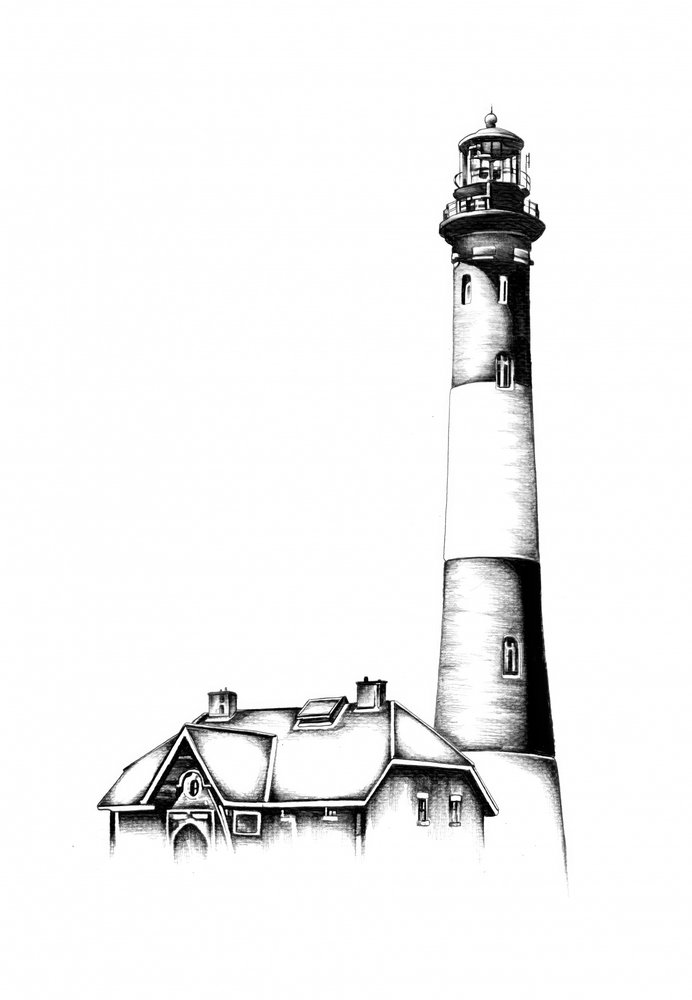 Classic Lighthouse Drawing by Kulik