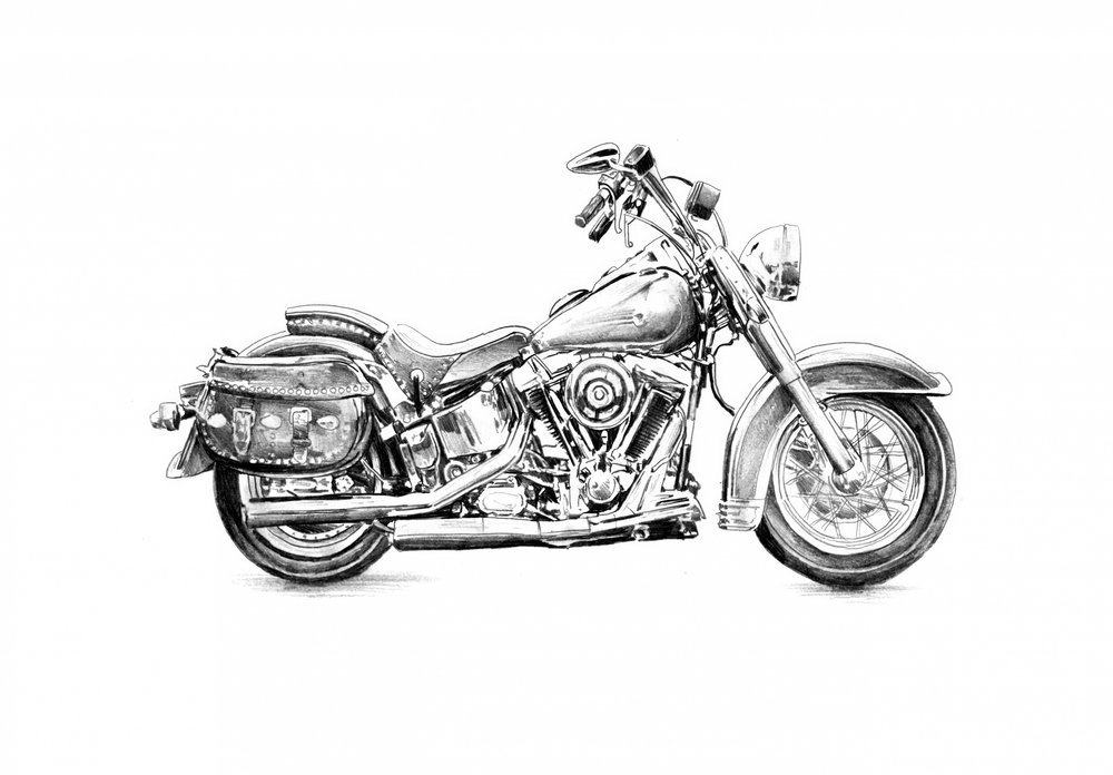 Classic Motorcycle Drawing by Kulik