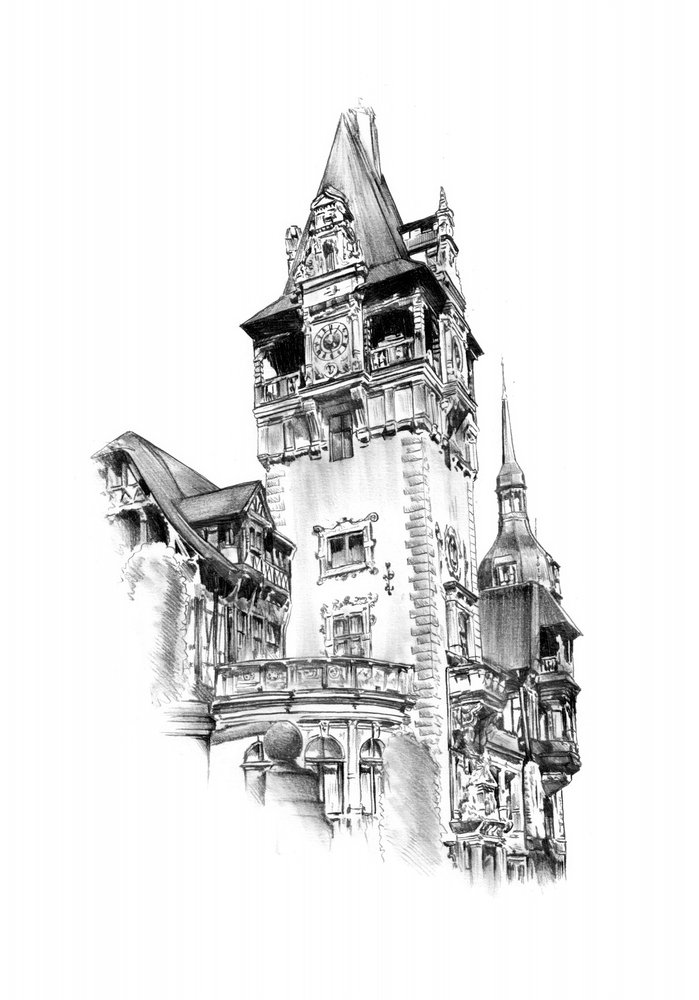 Elegant Castle Sketch by Kulik