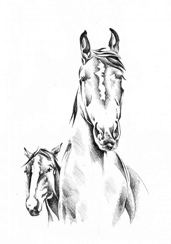 Gentle Horse Family by Kulik