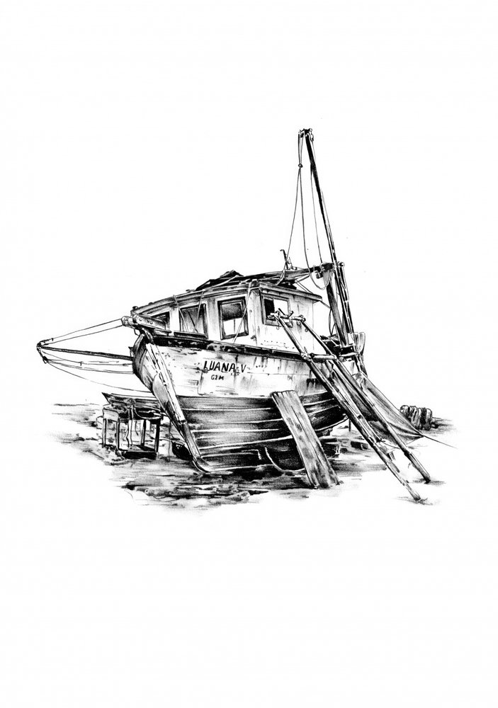 Old Beached Fishing Boat by Kulik