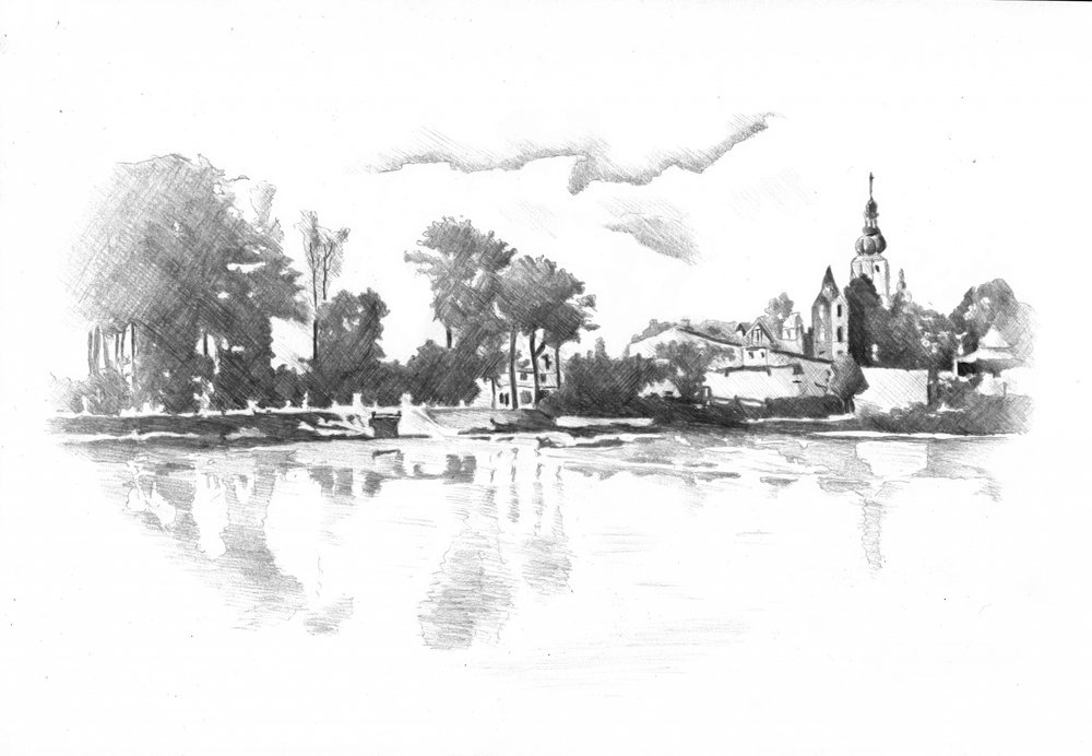 Peaceful Village Reflections by Kulik