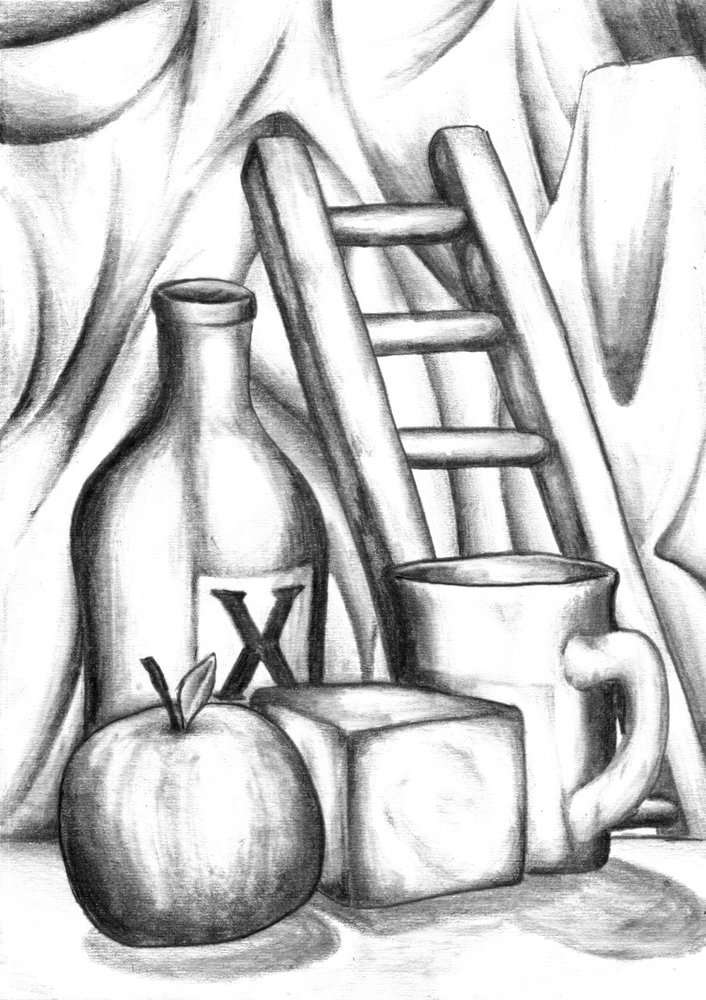Rustic Still Life Drawing by Kulik: Premium art reproduction