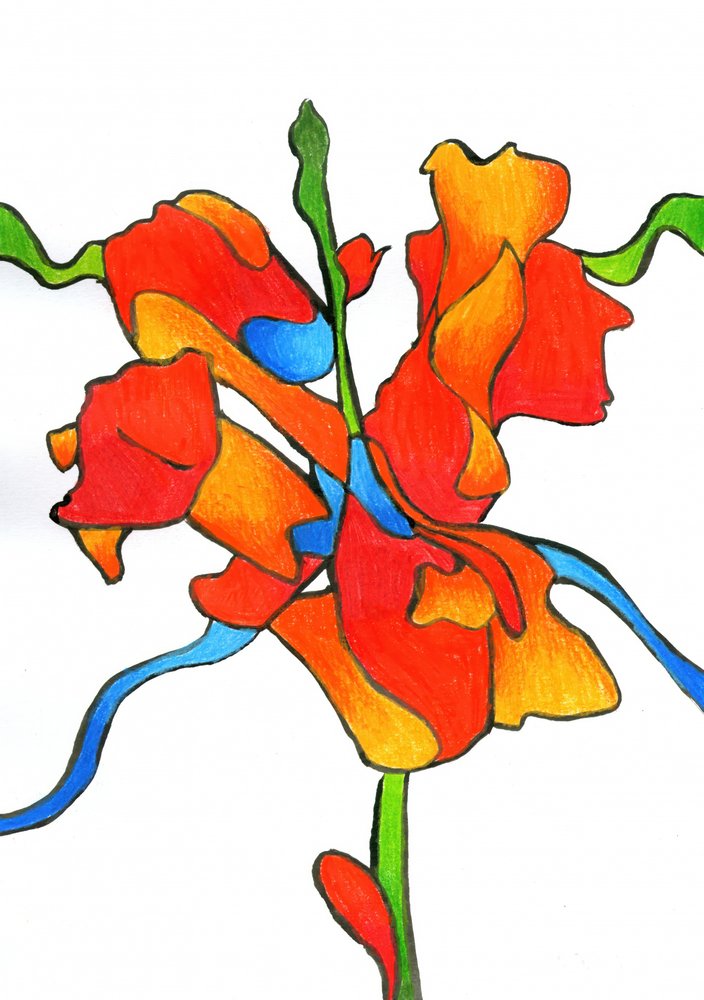 Vibrant Abstract Flower by Kulik
