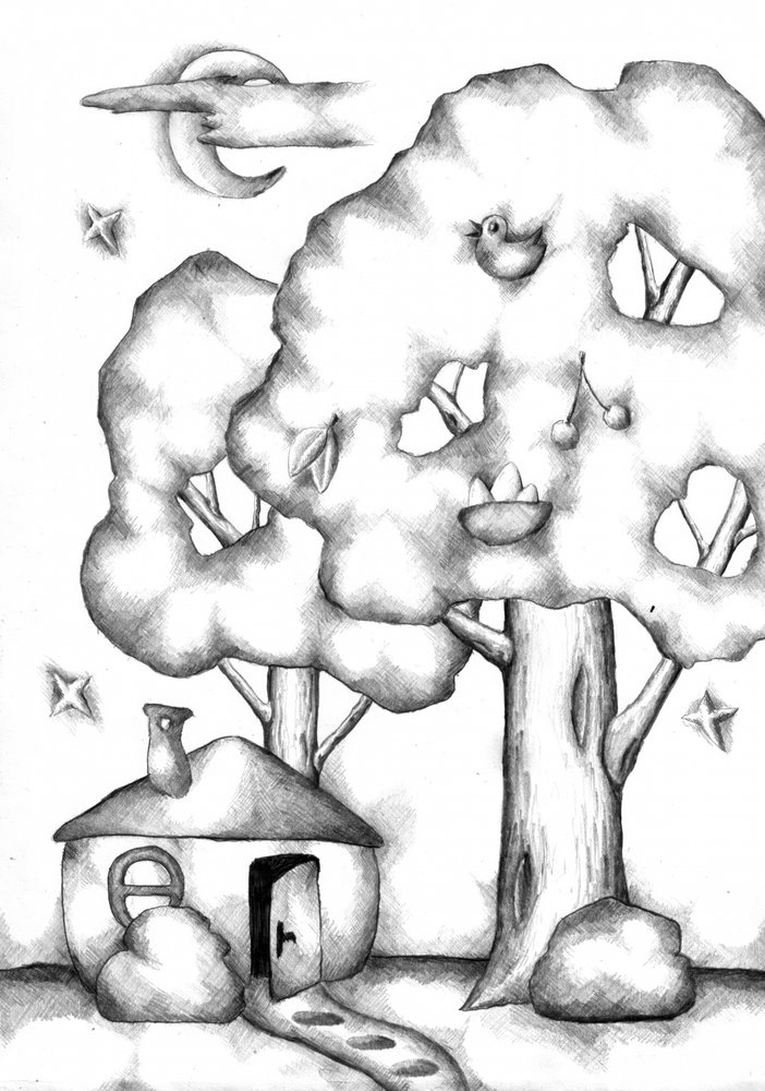 Whimsical Night House by Kulik