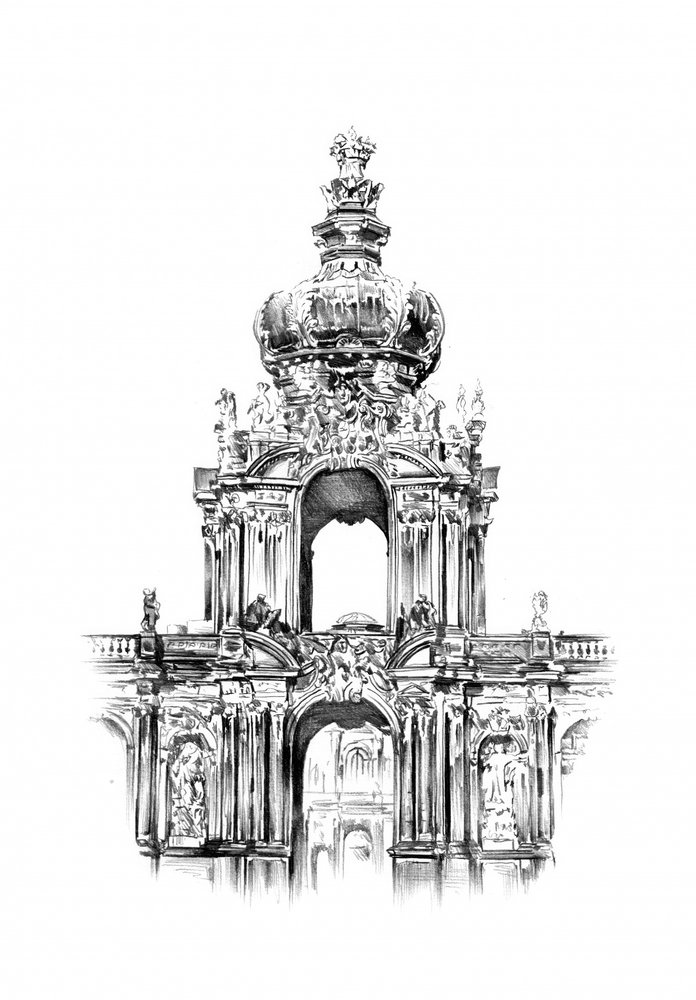 Zwinger Crown Gate Drawing by Kulik