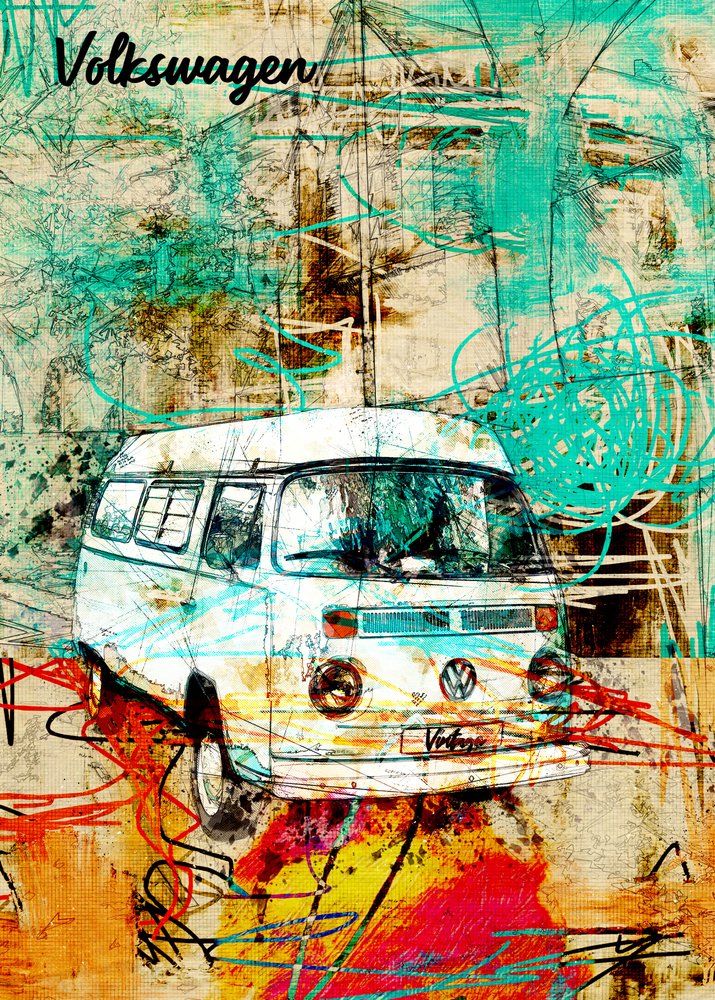 Abstract Retro Van by Lembayung senja studio [Vintage Poster]
