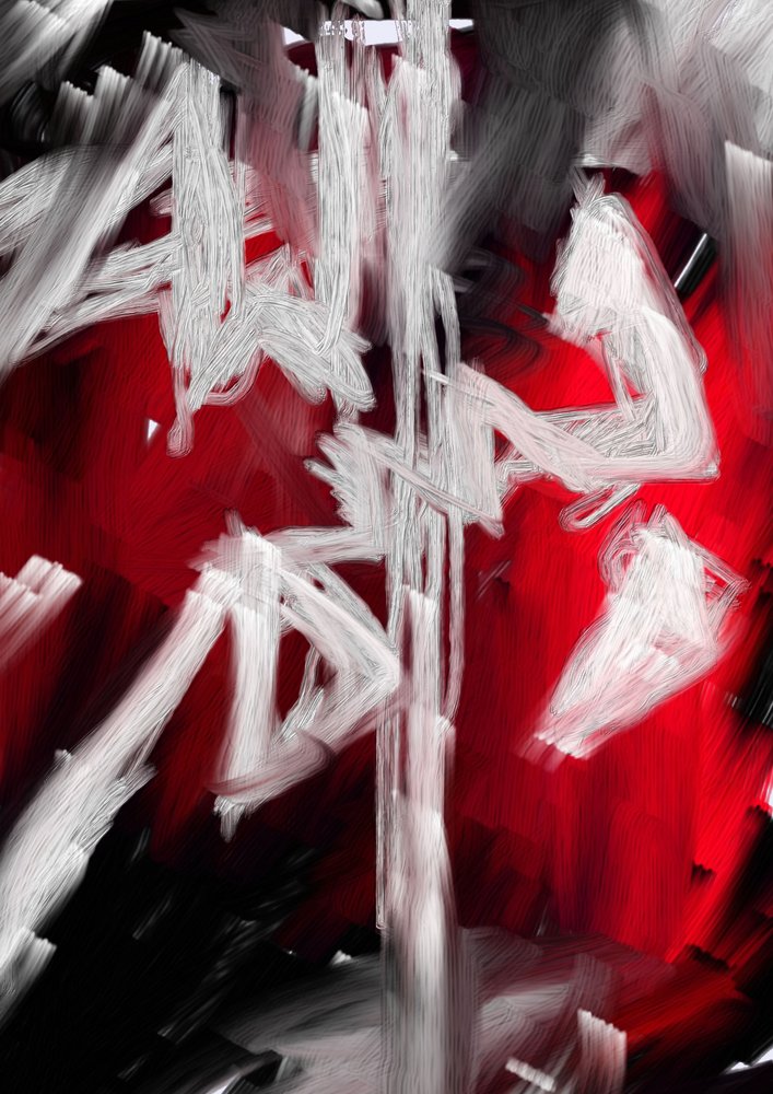 Bold Red Abstract Strokes by Lembayung senja studio [Vintage Poster]