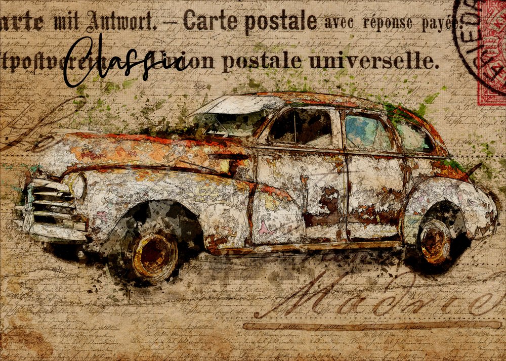 Rusted Classic Auto by Lembayung senja studio [Vintage Poster]