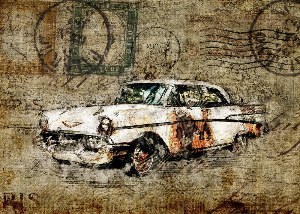 Rustic Classic Car by Lembayung senja studio [Vintage Poster]