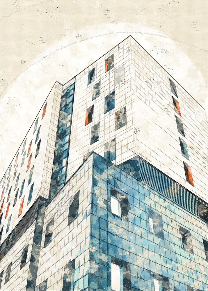 Urban Architectural Sketch by Lembayung senja studio [Vintage Poster]