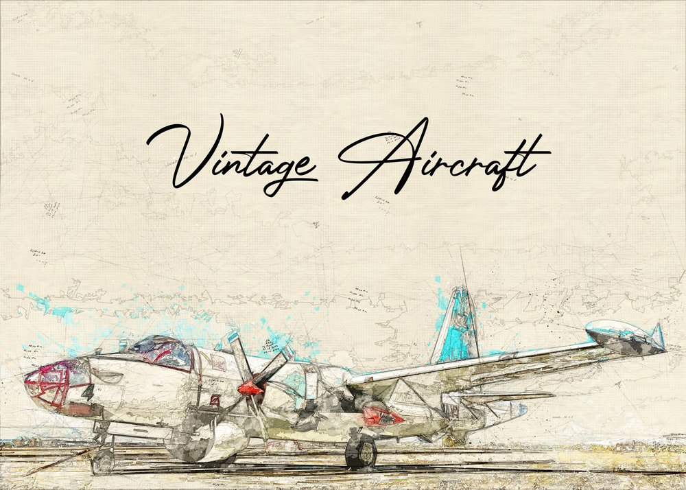 Vintage Aircraft Sketch by Lembayung senja studio [Vintage Poster]
