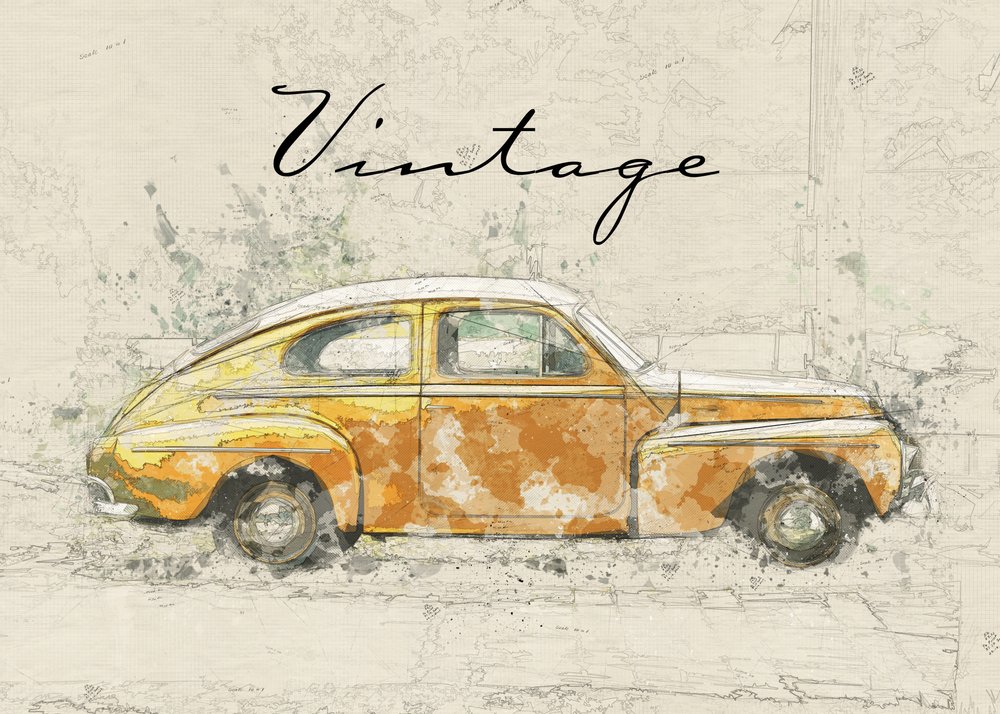 Car Sketch by Lembayung senja studio [Vintage Poster]