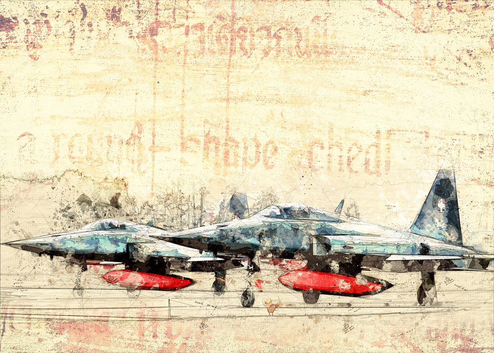 Vintage Fighter Jets by Lembayung senja studio [Vintage Poster]