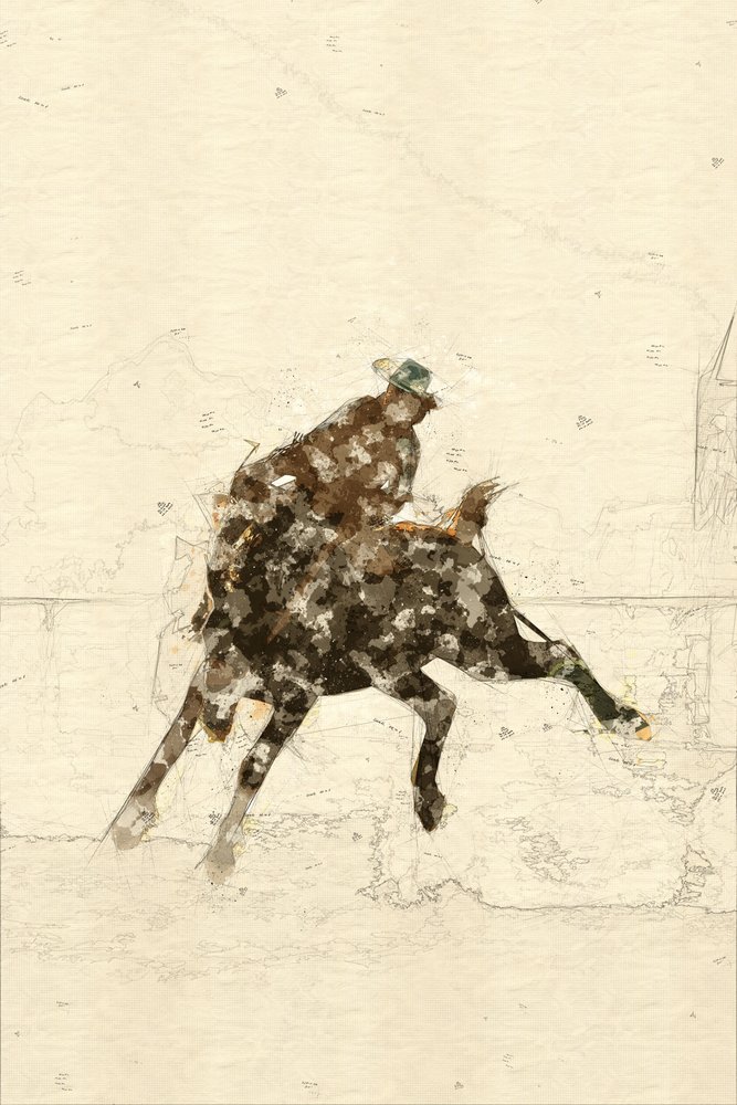 Western Bronco Rider by Lembayung senja studio [Vintage Poster]