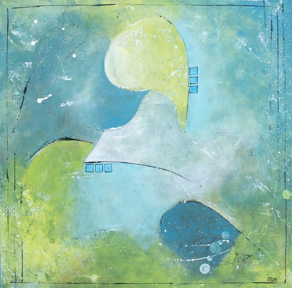 Green Blue Abstract Flow by Lillian Christiansson