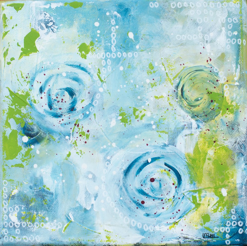 Swirling Aqua Blooms by Lillian Christiansson