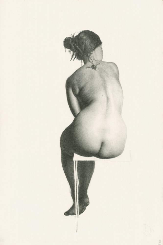 Elegant Sitting Nude by Lourens Joubert