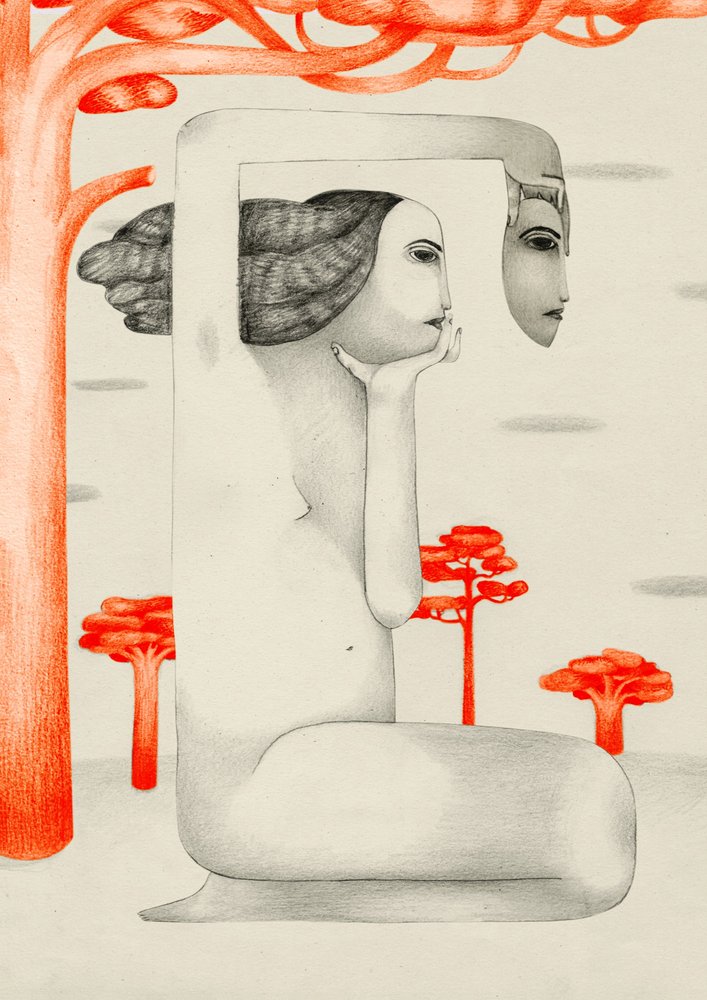 Surreal Contemplative Woman by Luca di Napoli