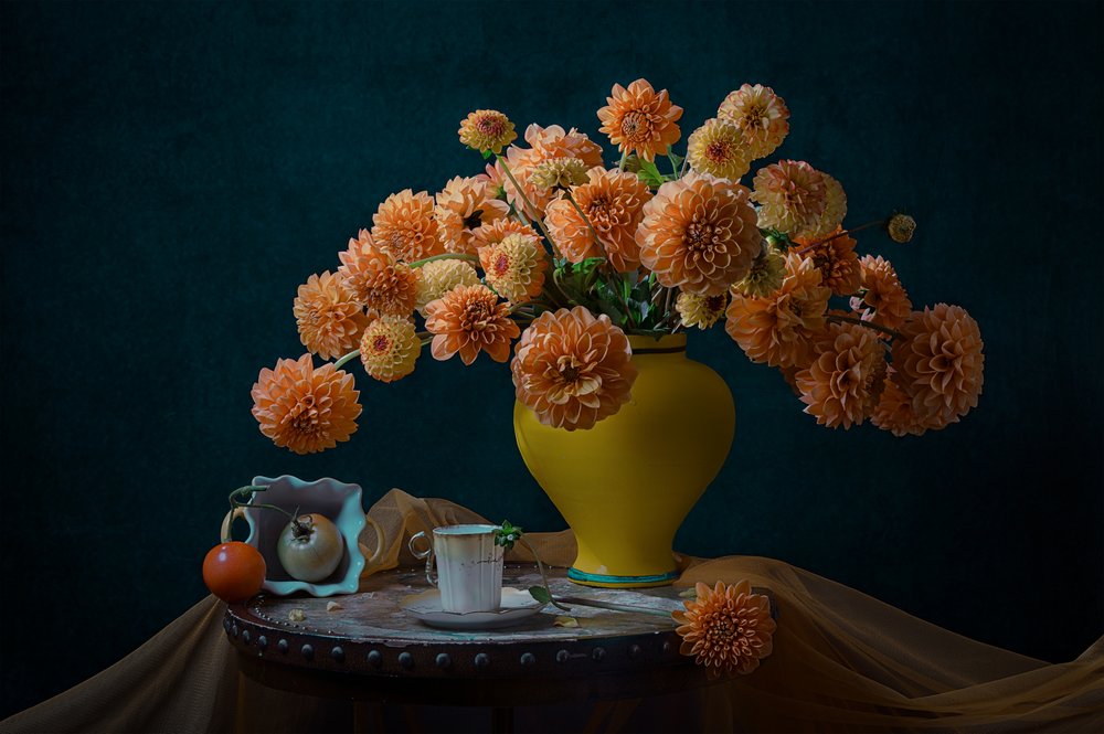 Autumn Dahlia Still Life by Lydia Jacobs