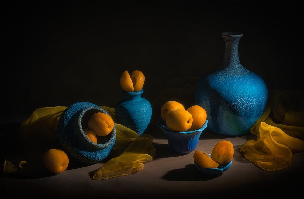 Blue and Golden Still Life by Lydia Jacobs