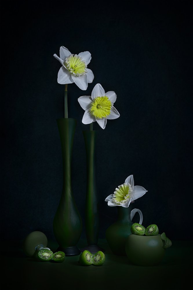 Daffodils Green Still Life by Lydia Jacobs