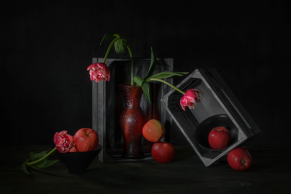 Dark Floral Apples by Lydia Jacobs