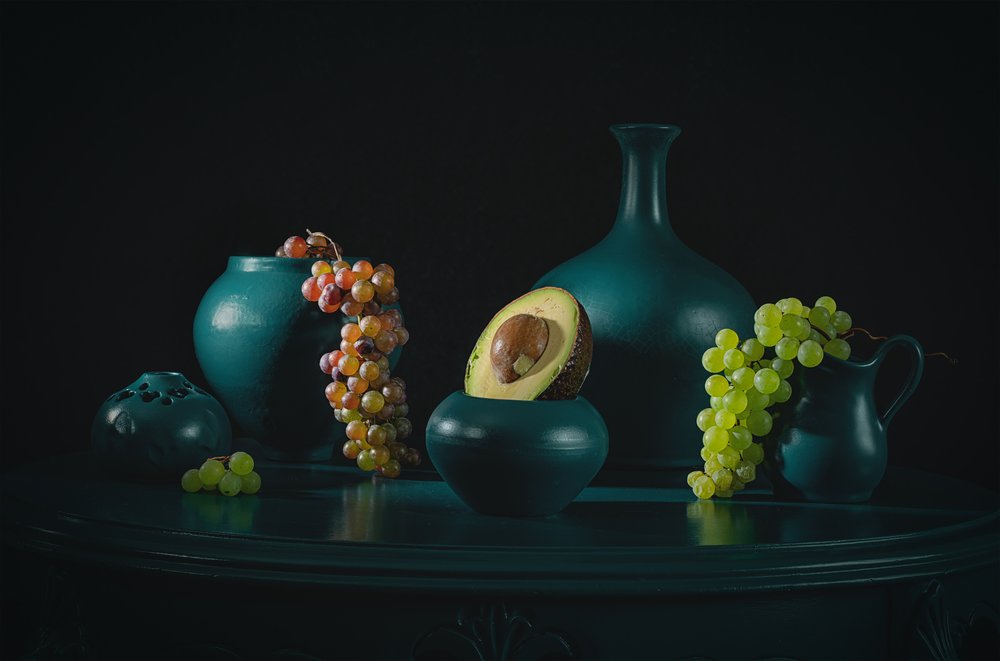Dark Teal Still Life by Lydia Jacobs