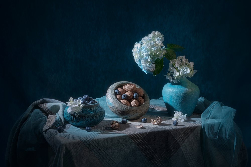 Elegant Blue Still Life by Lydia Jacobs